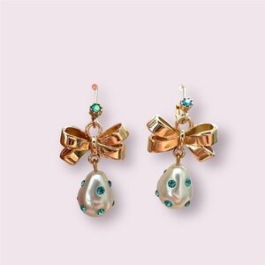 Betsey Johnson Easter Egg Pearl & Bow Earrings
